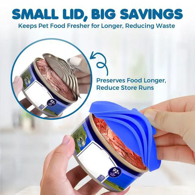 Alt view image 4 of 7 - Cat Food Can Lids, Durable and Flexible Silicone Wet Pet Food Can Covers, Universal Fit Storage Toppers, Dishwasher-friendly, Yellow, Blue, Green, 4 x 3.5, 3 Pcs Per Pack