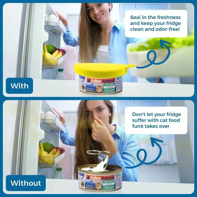 Alt view image 6 of 7 - Cat Food Can Lids, Durable and Flexible Silicone Wet Pet Food Can Covers, Universal Fit Storage Toppers, Dishwasher-friendly, Yellow, Blue, Green, 4 x 3.5, 3 Pcs Per Pack
