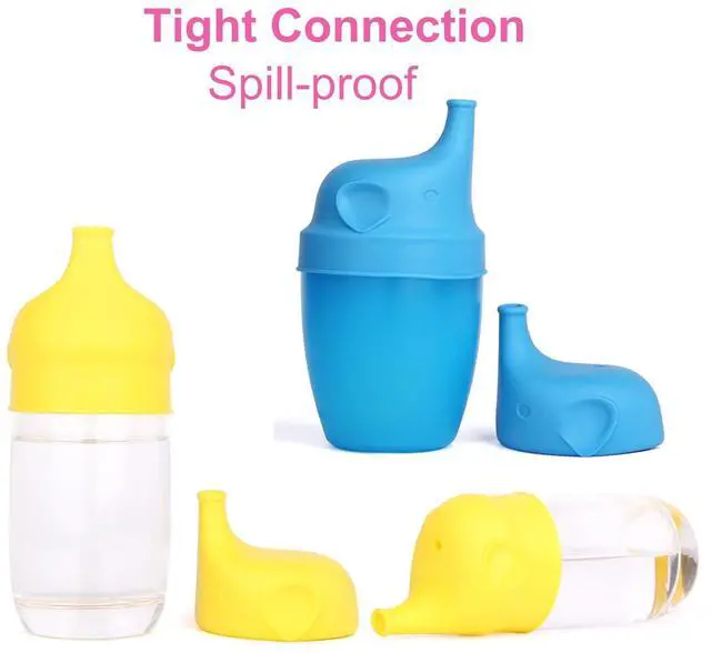 Alt view image 4 of 7 - Silicone Sippy Straw Cup Lids for Toddlers Babies (5 Pack) - Reusable, Spill-Proof - Stretches to Cover Tumblers, Yeti Rambler, Mason Jars, Cups and Mugs