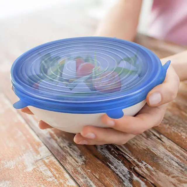 Alt view image 5 of 6 - Silicone Stretch Seal Cover, 12 Pcs 6 Size Blue Elastic Silicone Seal Lids for Keeping Food Fresh in Refrigerator and Microwave Oven (blue)