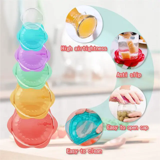 Alt view image 5 of 6 - Silicone Stretch Lids for Kitchen Food Storage Durable,Reusable + Expandable Bowl Covers for Cup or Square Containers, Freezer, Microwave,and Dishwasher Safe,Mixing Size, 6-Pack, Color