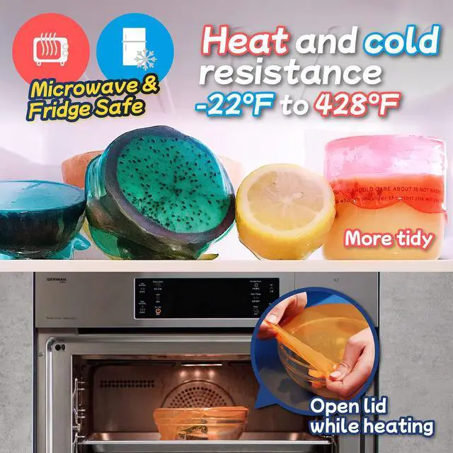 Alt view image 4 of 6 - Silicone Stretch Lids for Kitchen Food Storage Durable,Reusable + Expandable Bowl Covers for Cup or Square Containers, Freezer, Microwave,and Dishwasher Safe,Mixing Size, 6-Pack, Color