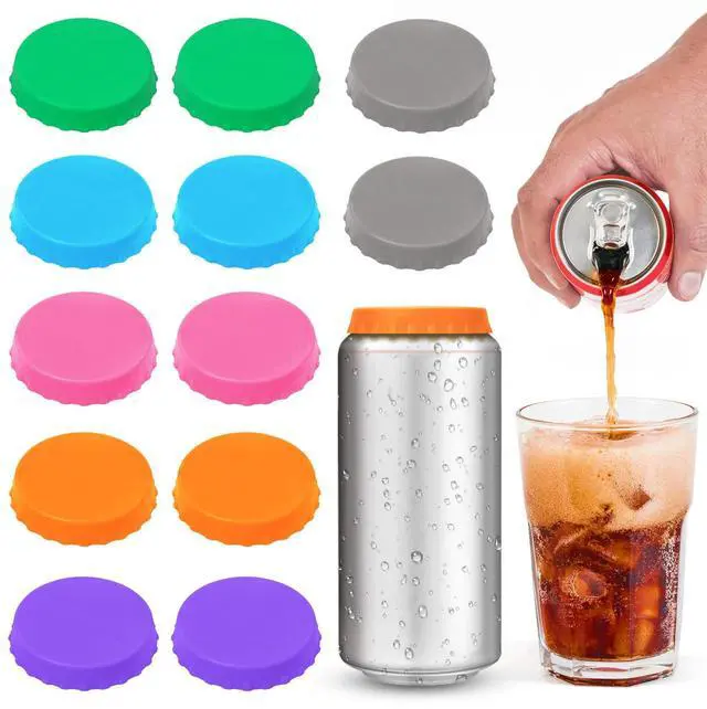 Main image of Silicone Soda Can Cover Lids, 12 Pack Reusable Soda Can Lids Beer Can Covers Pop Can Covers, BPA Free Silicone Can Cover, Stopper and Protector for Beer, Beverage, Juice, Fits Standard Cans