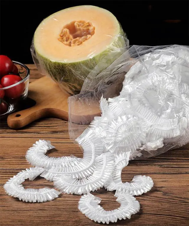 Alt view image 2 of 7 - 300PCS Disposable Bowl Covers Canning Lids, Plastic Bowl Covers Food Cover Stretch Edging, Flexible Storage Packaging for Storage Containers, Plastic Lids for Disposable Cling Bags for Household