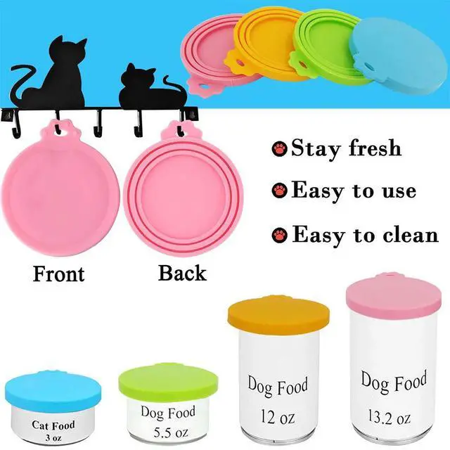 Alt view image 2 of 6 - Food Can Lids, 4 Pcs Silicone Pet Food Can Covers for Dog & Cat Food, One Tin Cap Fit Most Standard Size Dog Cat Food CannedMulticolor