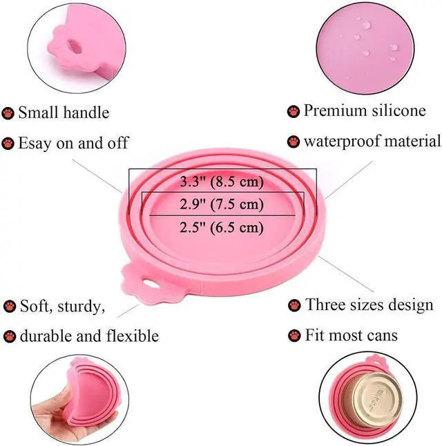Alt view image 3 of 6 - Food Can Lids, 4 Pcs Silicone Pet Food Can Covers for Dog & Cat Food, One Tin Cap Fit Most Standard Size Dog Cat Food CannedMulticolor