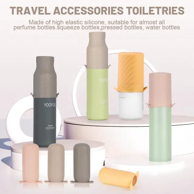 Alt view image 2 of 6 - Bottle Covers for Travel, Leak Proofing, Travel Size Container Silicone toiletry sleeves, Leak Locks Travel Accessories for Shampoo Wash Body Bottles and other beauty and personal care(8pcs)