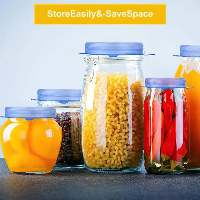 Alt view image 7 of 7 - Silicone Stretch Lids 6 Pack, Reusable Food Covers in 6 Sizes (20.5/16.5/14.5/11.5/9.6/6.6 cm), BPA Free Airtight Leakproof Bowl Lids, Microwave Freezer Dishwasher Safe Flexible Round Silicone Covers