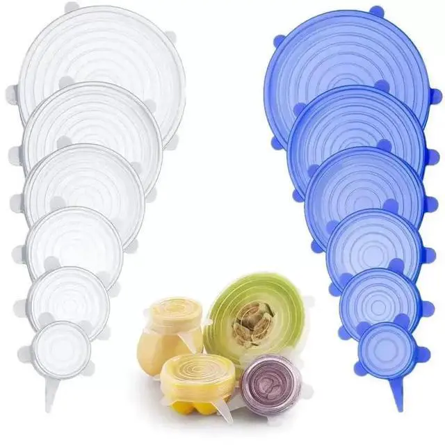 Alt view image 5 of 5 - 6 Pack Reusable Silicone Stretch Lids BPA-Free Airtight Food Storage Covers, Universal Elastic Bowl Covers for Containers, Cups, Jars & Fruits Microwave & Dishwasher Safe