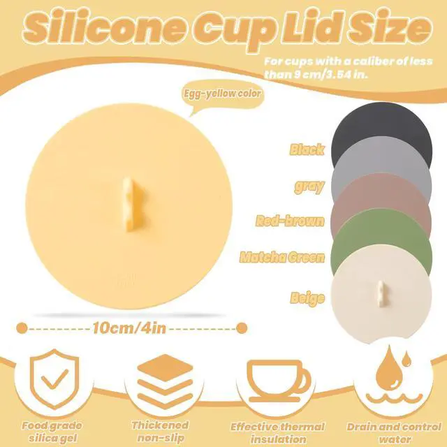 Alt view image 2 of 7 - 6Pcs Silicone Lids for Cups, 3.9in/10cm Silicone Cup Covers for Drinks Reusable Mug Cover Lid Silicone Coffee Cup Lid Wine Glass Covers Tea Cup Covers for Steeping