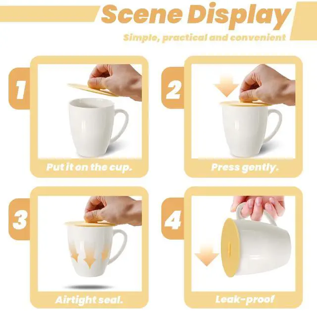 Alt view image 3 of 7 - 6Pcs Silicone Lids for Cups, 3.9in/10cm Silicone Cup Covers for Drinks Reusable Mug Cover Lid Silicone Coffee Cup Lid Wine Glass Covers Tea Cup Covers for Steeping