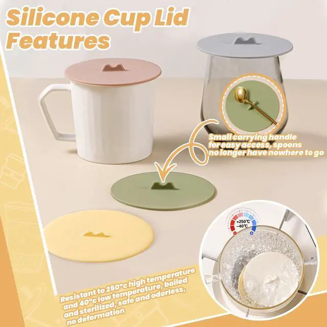 Alt view image 6 of 7 - 6Pcs Silicone Lids for Cups, 3.9in/10cm Silicone Cup Covers for Drinks Reusable Mug Cover Lid Silicone Coffee Cup Lid Wine Glass Covers Tea Cup Covers for Steeping