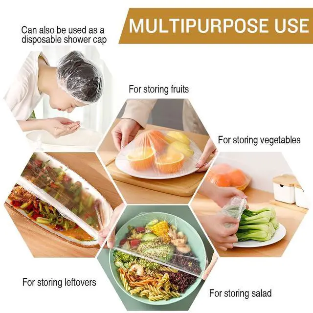 Alt view image 6 of 6 - 200PCS Plastic Elastic Bowl Covers Reusable,Food Storage Covers with Elastic Bowl Covers for Leftover, Plastic Covers for Bowls Fresh Keeping Bags for Family Outdoor Picnic (Regular)