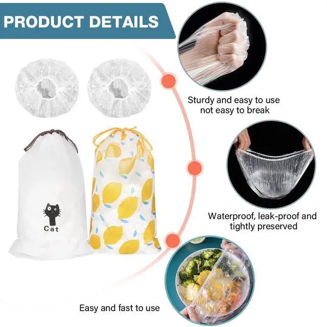 Alt view image 5 of 6 - 200PCS Plastic Elastic Bowl Covers Reusable,Food Storage Covers with Elastic Bowl Covers for Leftover, Plastic Covers for Bowls Fresh Keeping Bags for Family Outdoor Picnic (Regular)