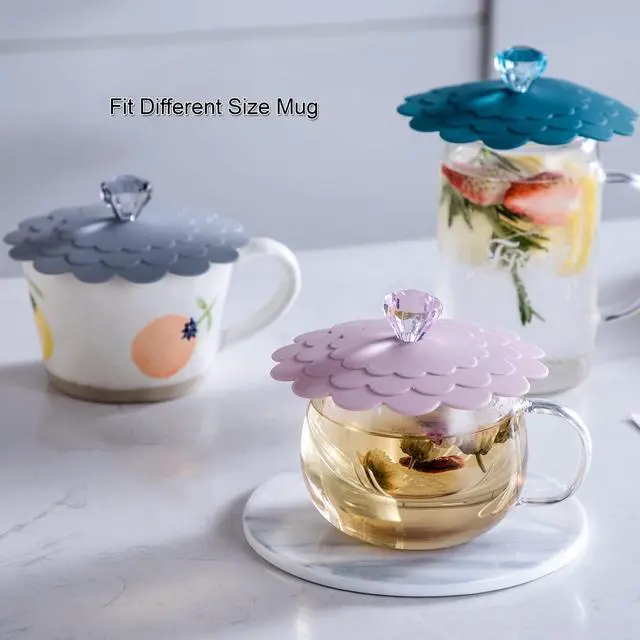 Alt view image 3 of 7 - Set 6 Extra Large Silicone Cup Lid Camping Mug Lid For Tea/ Coffee Mug Covers Universal Cup Lids Outdoor Drink Cover Cup Dust CoverAssorted 6 Colors
