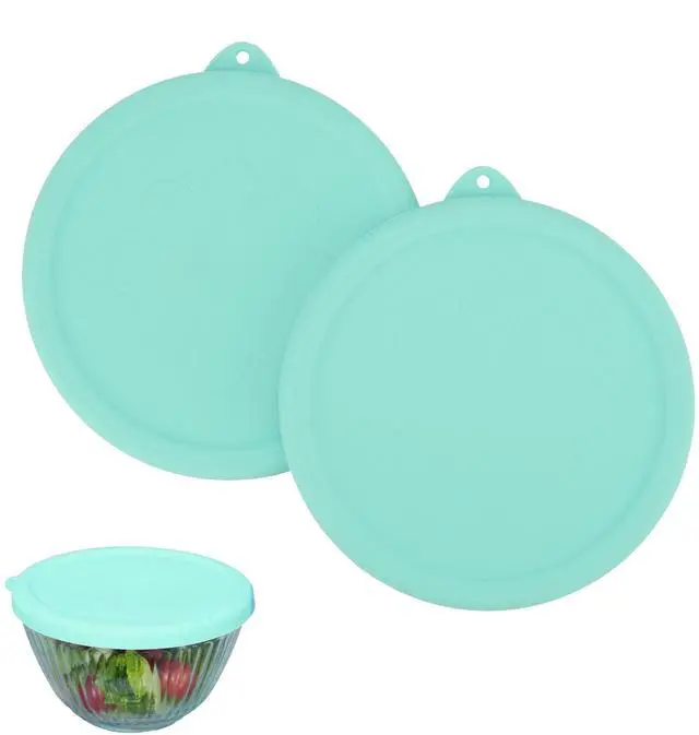 Main image of Silicone Lids Only Fit for Pyrex 7401-S 3 Cup Sculpted Glass Mixing Bowls, 2 Pack Small Silicone Covers, Dishwasher & Microwave Safe, Green (Lids Only)
