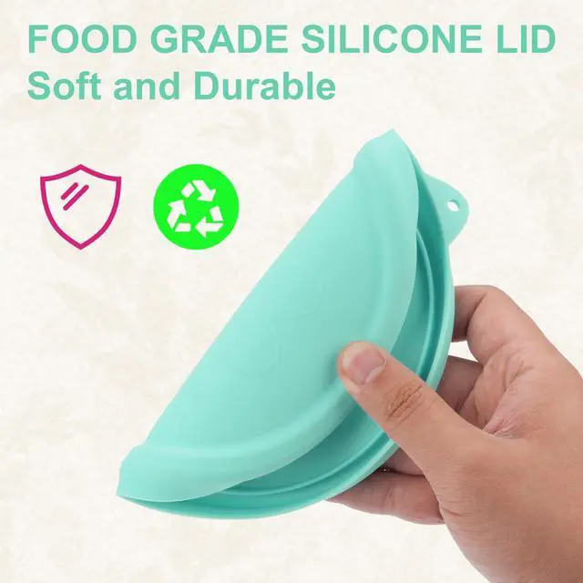 Alt view image 4 of 7 - Silicone Lids Only Fit for Pyrex 7401-S 3 Cup Sculpted Glass Mixing Bowls, 2 Pack Small Silicone Covers, Dishwasher & Microwave Safe, Green (Lids Only)
