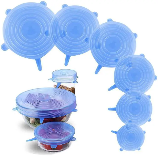 Main image of Silicone Stretch Lids 6 Pack Reusable Food Covers,Flexible Silicone for Bowls, Containers, Fruits Airtight & Leakproof Seal for Kitchen Storage(blue)