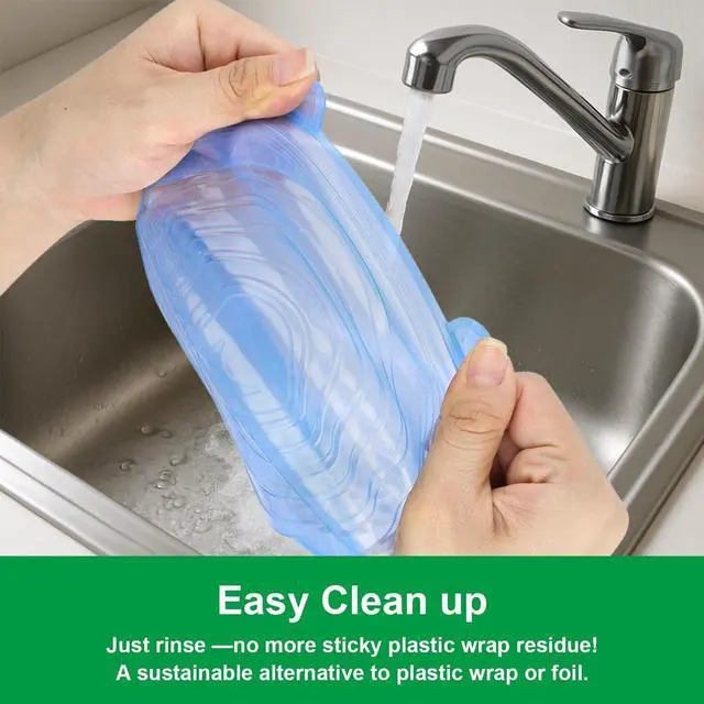 Alt view image 6 of 6 - Silicone Stretch Lids 6 Pack Reusable Food Covers,Flexible Silicone for Bowls, Containers, Fruits Airtight & Leakproof Seal for Kitchen Storage(blue)