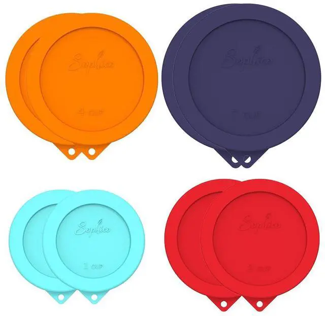 Main image of Round Silicone Storage Cover Lids Replacement for Anchor Hocking and Pyrex Glass Bowls (Container not Included) (4 Size, 8 Pack)