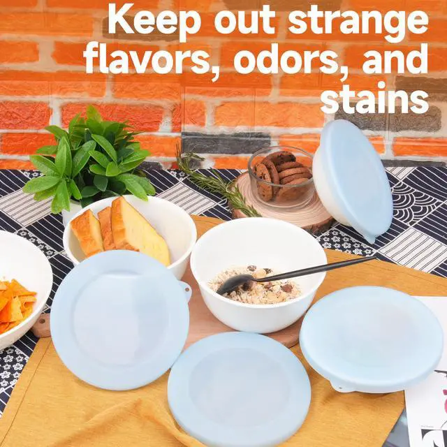 Alt view image 7 of 7 - Pack Silicone Lids for Corelle Vitrelle 18-Oz Soup/Cereal Bowls, Freezer & Microwave & Dishwasher Safe (Bowl not included)