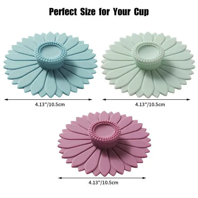 Alt view image 2 of 7 - Sunflower Silicone Cup Covers (Set of 3),Multicolored Silicone Lids