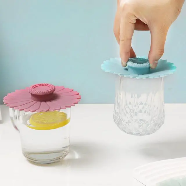 Alt view image 5 of 7 - Sunflower Silicone Cup Covers (Set of 3),Multicolored Silicone Lids