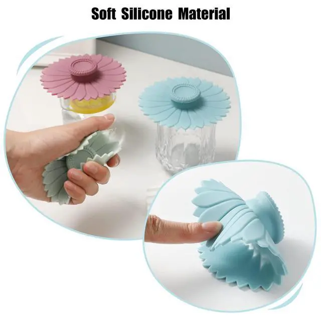 Alt view image 6 of 7 - Sunflower Silicone Cup Covers (Set of 3),Multicolored Silicone Lids