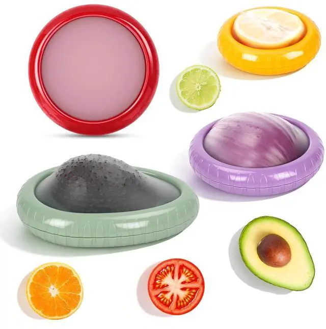 Main image of Saver and Onion Storage 4 Set - Reusable refrigerator avocado storage containers,for fridge Apples, Tomatoes, Tomato, Lemons for Ideal