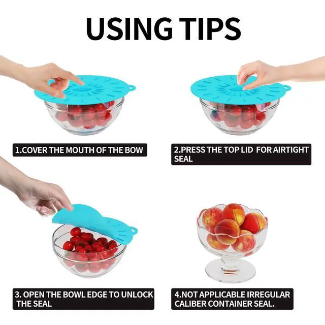 Alt view image 3 of 7 - 7 Pack Silicone Lids Microwave Splatter Cover, 5 Sizes Reusable Heat Resistant Suction Lids for Bowls Plates Pots Pans Oven Fridge, BPA Free, Ideal Mother's Gift