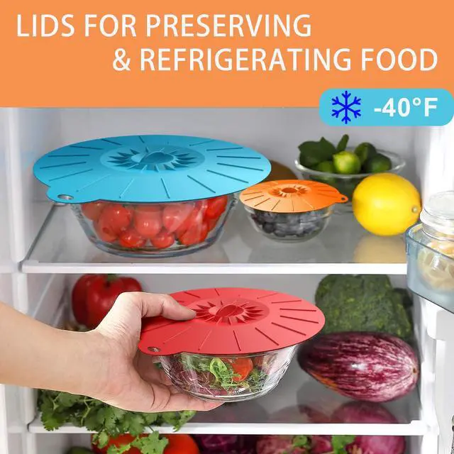 Alt view image 4 of 7 - 7 Pack Silicone Lids Microwave Splatter Cover, 5 Sizes Reusable Heat Resistant Suction Lids for Bowls Plates Pots Pans Oven Fridge, BPA Free, Ideal Mother's Gift