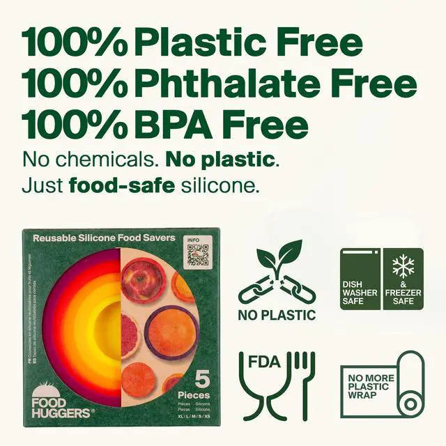 Alt view image 2 of 7 - 5pc Reusable Silicone Food Savers | BPA Free | Plastic Free Food Storage | Dishwasher Safe | Fruit & Vegetable Storage for Onion, Tomato, Lemon, Banana & Cans | Round, Autumn Harvest