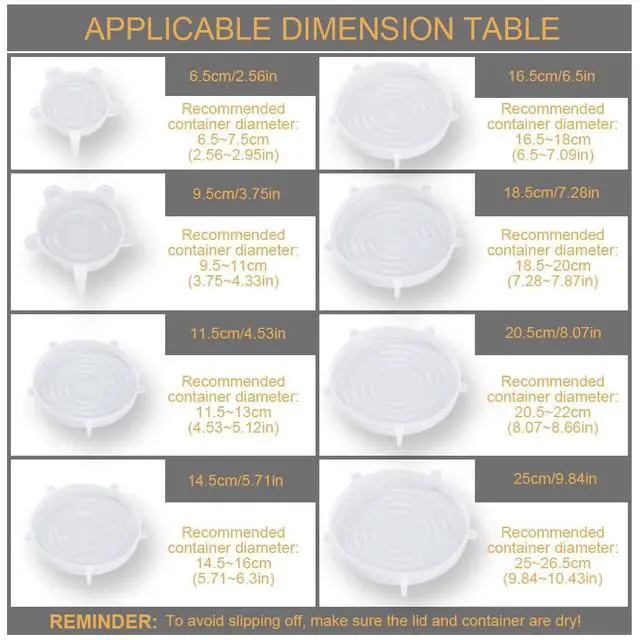 Alt view image 2 of 7 - Pack Same Size Silicone Stretch Lids, Thicker Reusable Sturdy Silicone Container Cover, Expandable Food Storage Covers, Dishwasher and Freezer Safe, 3.75in(9.5cm)