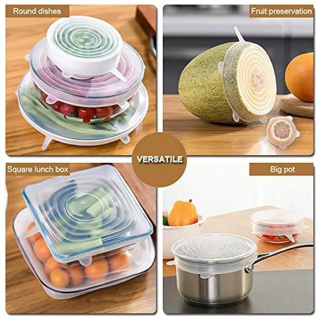 Alt view image 5 of 7 - Pack Same Size Silicone Stretch Lids, Thicker Reusable Sturdy Silicone Container Cover, Expandable Food Storage Covers, Dishwasher and Freezer Safe, 3.75in(9.5cm)