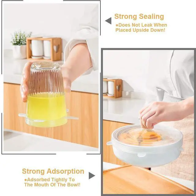 Alt view image 4 of 7 - Pack Same Size Silicone Stretch Lids, Thicker Reusable Sturdy Silicone Container Cover, Expandable Food Storage Covers, Dishwasher and Freezer Safe, 3.75in(9.5cm)