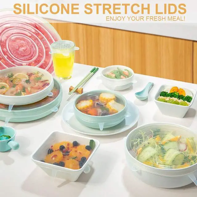 Alt view image 7 of 7 - Pack Same Size Silicone Stretch Lids, Thicker Reusable Sturdy Silicone Container Cover, Expandable Food Storage Covers, Dishwasher and Freezer Safe, 3.75in(9.5cm)