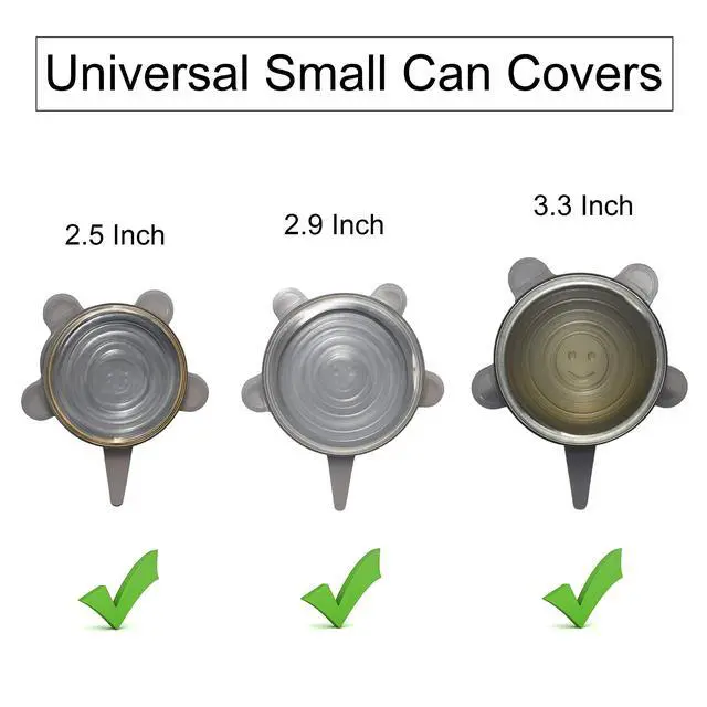 Alt view image 2 of 5 - and Human Food Can Lids - 4 Pack - Stretchable Silicone Covers for Cat and Dog Canned Food Storage - Universal Fitting Tops for Small Sized Cans - Keeps Food Fresh