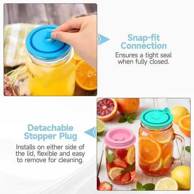 Alt view image 5 of 7 - Mason Jar Lids with Straw Hole Fit Ball, Kerr, Mainstays, 6 Pack