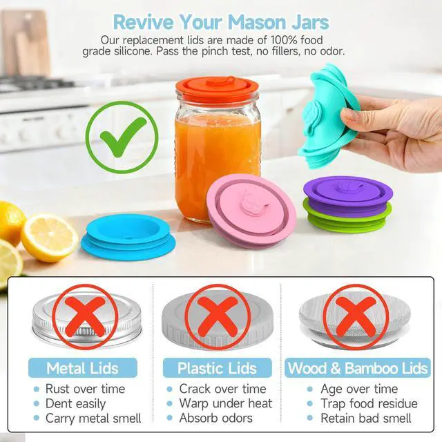 Alt view image 4 of 7 - Mason Jar Lids with Straw Hole Fit Ball, Kerr, Mainstays, 6 Pack