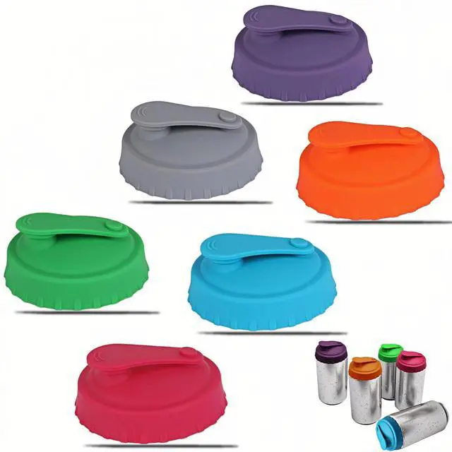 Main image of Upgraded 6 Pack Multicolor Silicone Can Lids for Soda Beer Slim & Standard Cans, Airtight Leak Proof Seal Keep Drinks Fresh, Splash Dust Proof for Travel (Rotundity)