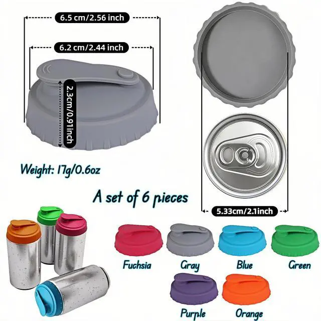 Alt view image 6 of 7 - Upgraded 6 Pack Multicolor Silicone Can Lids for Soda Beer Slim & Standard Cans, Airtight Leak Proof Seal Keep Drinks Fresh, Splash Dust Proof for Travel (Rotundity)