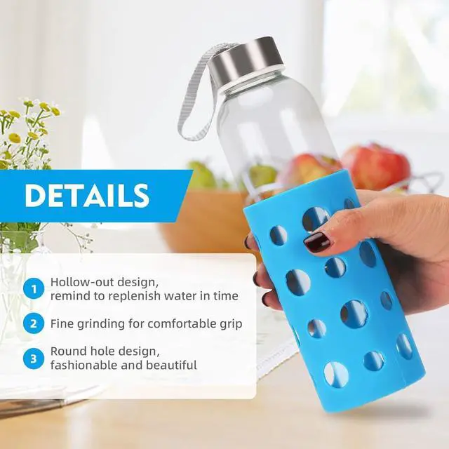 Alt view image 4 of 5 - 4 Pack Water Bottle Silicone Sleeve, Silicone Protective Holders for Glass Water Bottle, Slip Resistant & Durable Protective Covers for Smoothie, Drinks, Juice, Milk Bottles (Colorful)