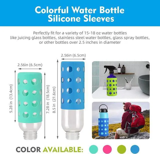 Alt view image 5 of 5 - 4 Pack Water Bottle Silicone Sleeve, Silicone Protective Holders for Glass Water Bottle, Slip Resistant & Durable Protective Covers for Smoothie, Drinks, Juice, Milk Bottles (Colorful)