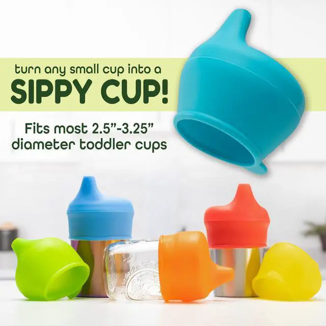 Alt view image 3 of 6 - Silicone Sippy Cup Lids - Spill Proof, Fits Any Cup, BPA-Free, Durable & Soft for Babies & Toddlers, Quick to Attach - 3 Pack Silicone Lids for Cups (Steel Blue, Pool, Ice Blue)