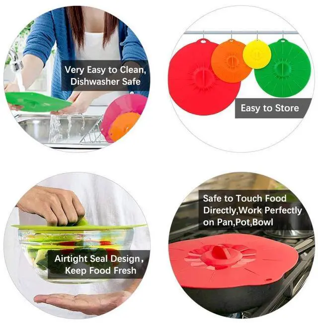 Alt view image 6 of 7 - Silicone Lids Covers - Microwave Food Cover for Bowls,Cups,Pots,Pans Food Safe BPA Free Silicone Bowl Covers Easy to Clean and Storage