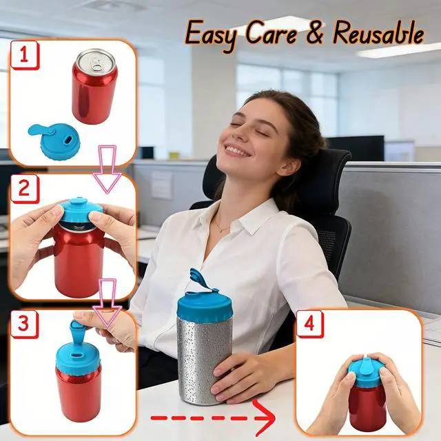 Alt view image 4 of 7 - Reusable Silicone Can Lids, Universal Fit for Soda Beer Slim & Standard Cans, Airtight Leak-Proof Seal to Keep Drinks Fresh, Splash & Dust Protection for Travel, Upgraded 6 Pack Multicolor