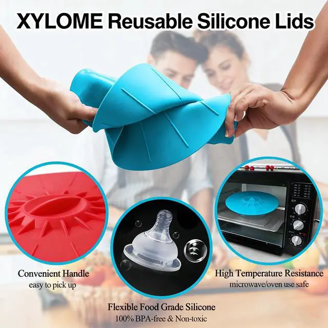 Alt view image 3 of 7 - Silicone Lids for Bowl 5 Pack: Reusable Microwave Splatter Cover - Heat Resistant Silicone Lids for Food Storage Fit Cups, Bowls, Plates, Pots, Pans, Stove Top, Oven, Fridge Dishwasher Safe