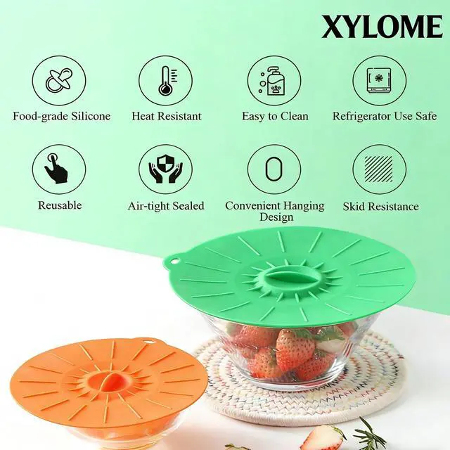 Alt view image 4 of 7 - Silicone Lids for Bowl 5 Pack: Reusable Microwave Splatter Cover - Heat Resistant Silicone Lids for Food Storage Fit Cups, Bowls, Plates, Pots, Pans, Stove Top, Oven, Fridge Dishwasher Safe