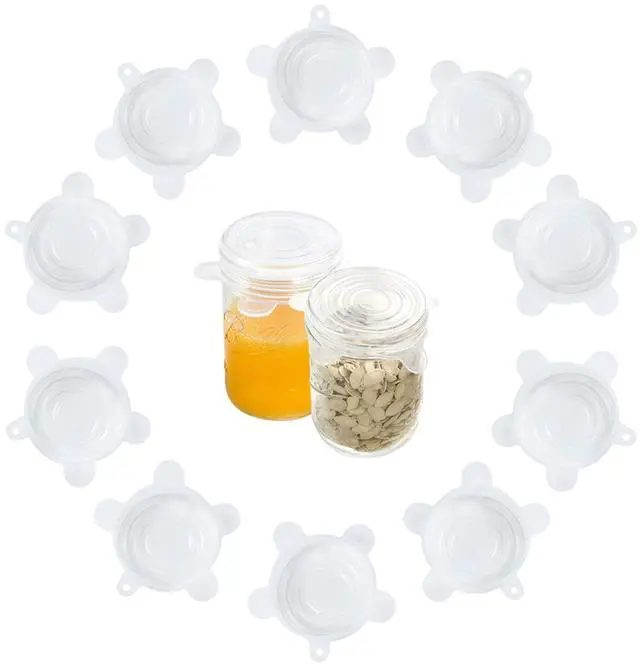Main image of Silicone Stretch Lids 10 Pack for Regular and Wide Mouth Mason Jar, Reusable Silicone Stretch Lids(Stretched to 3.5 inch), Sealed Durable Food Storage Covers Suit for Jar, Cans, Pot