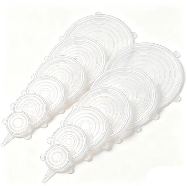 Main image of 12 pcs Silicone Stretch lids set(6 Sizes,white)